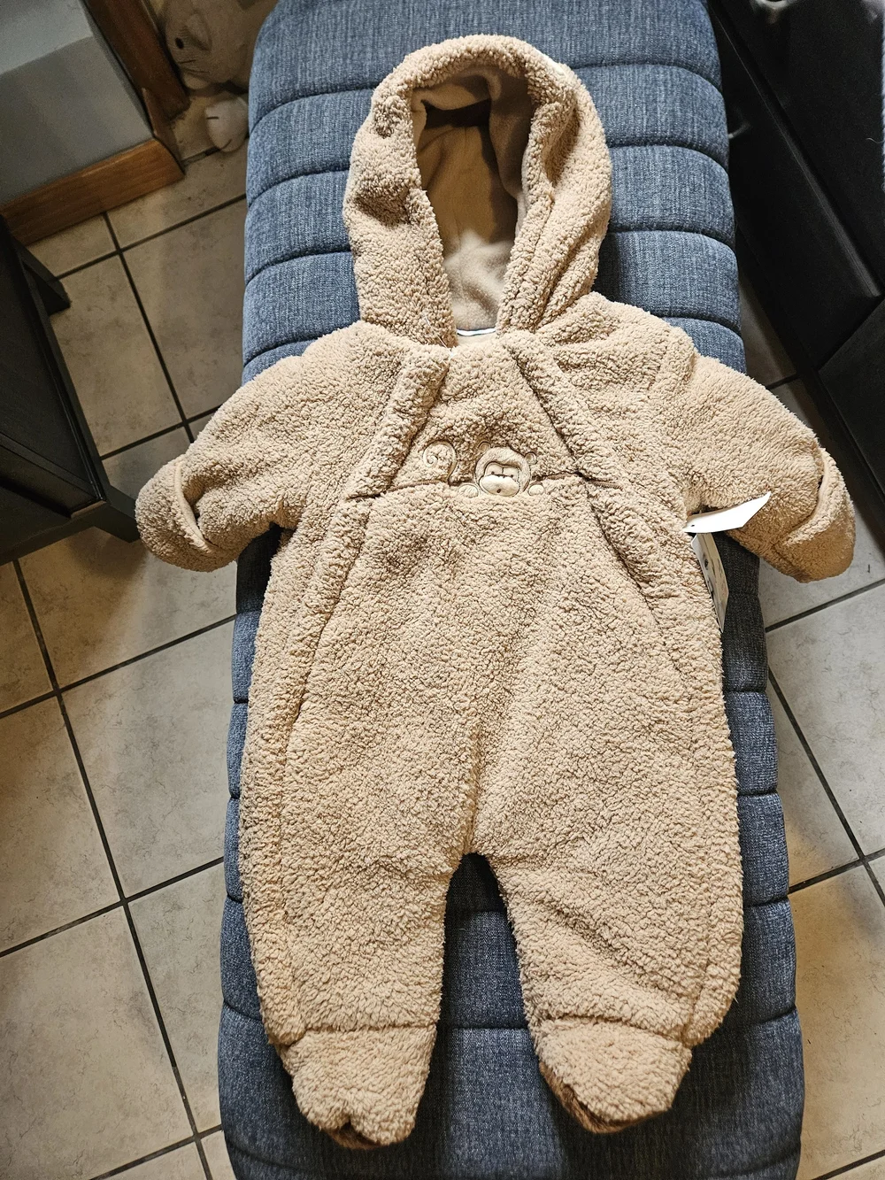 Cozy Monkey Teddy Bodysuit Snowsuit One-Piece.